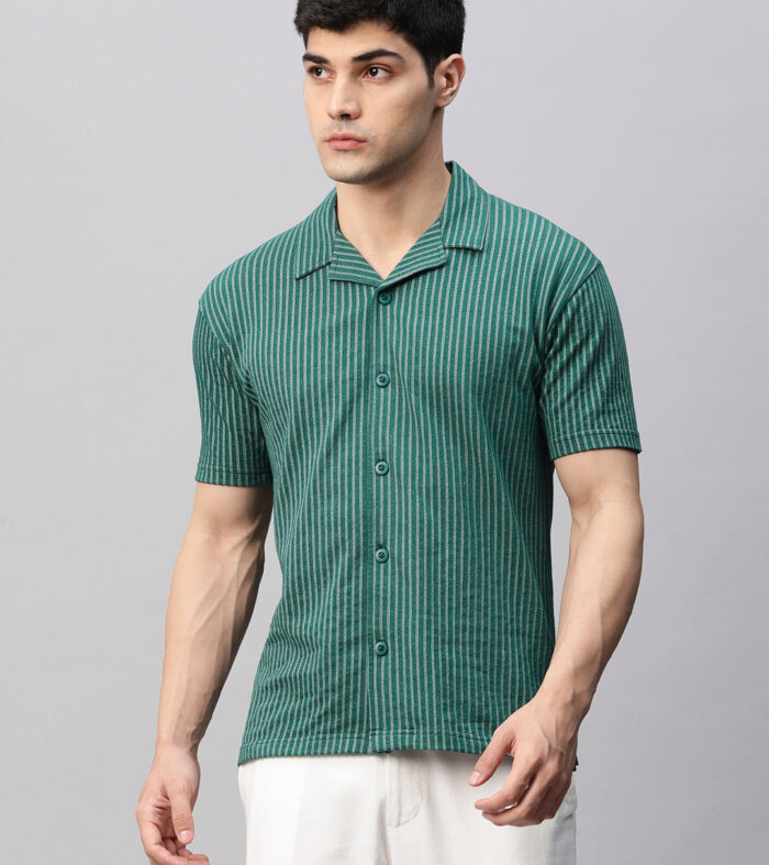 Mens Half Sleeve Resort Shirt - Basil Green
