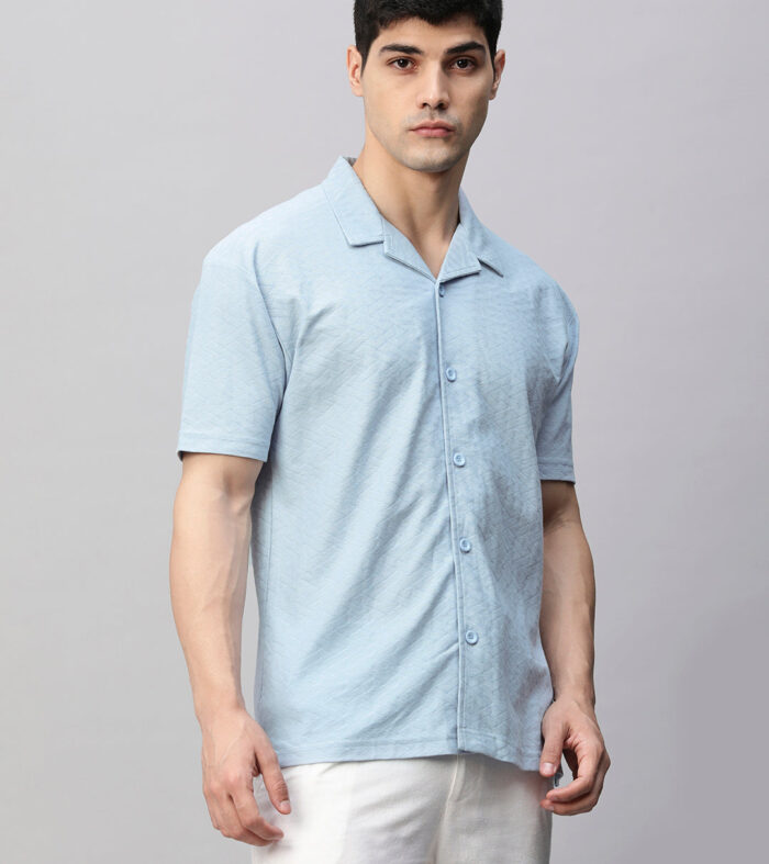 Mens Half Sleeve Resort Shirt - Sky