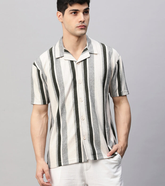 Mens Half Sleeve Resort Shirt Stripe