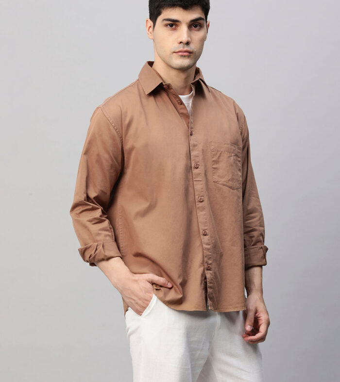 Mens Full Sleeve Shirt Khaki
