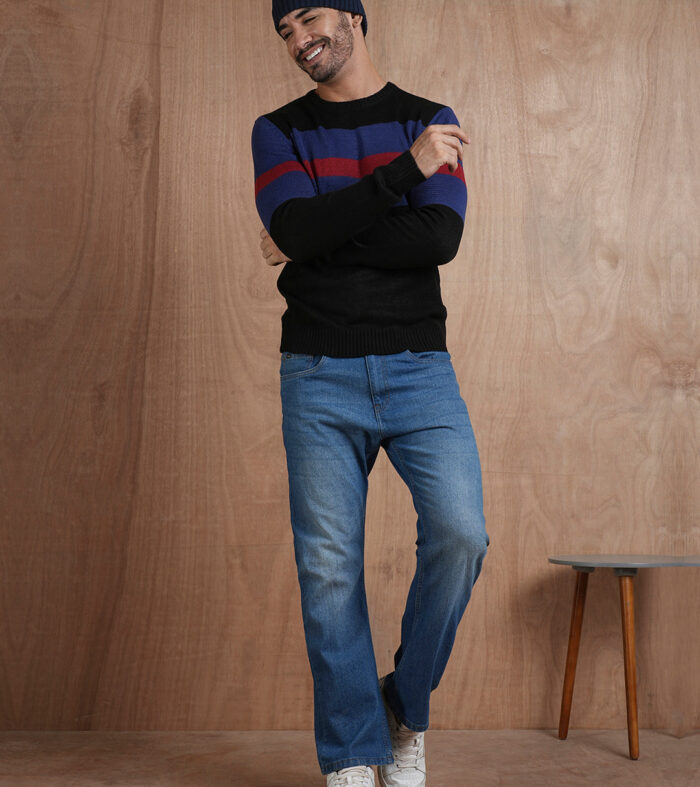 Bold Stripe Classic Knitted Men Pullover