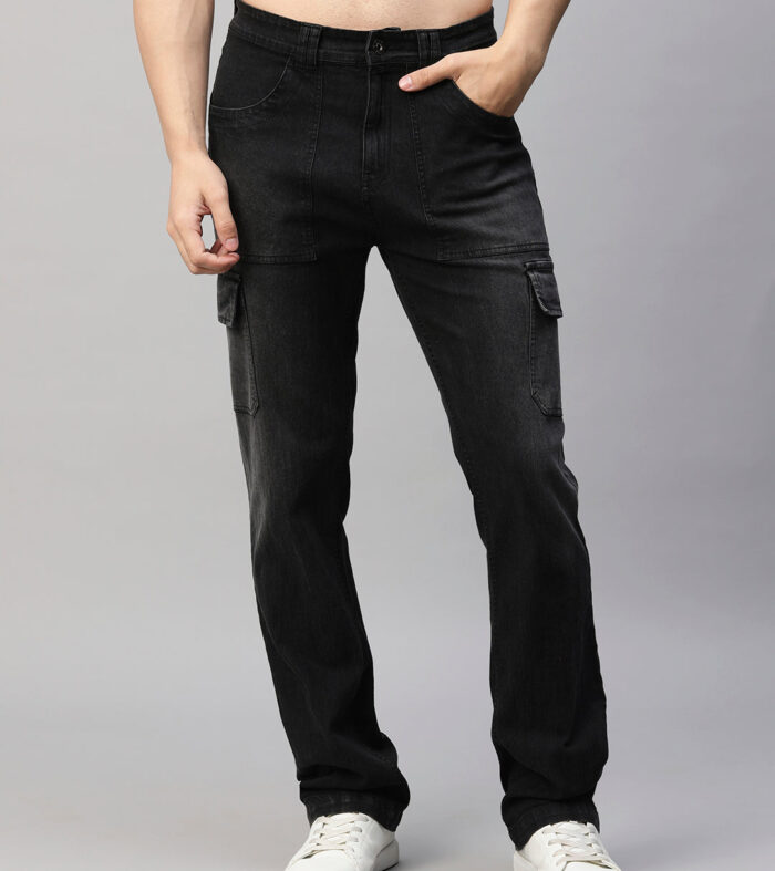 Men Straight Fit Denim Cargos