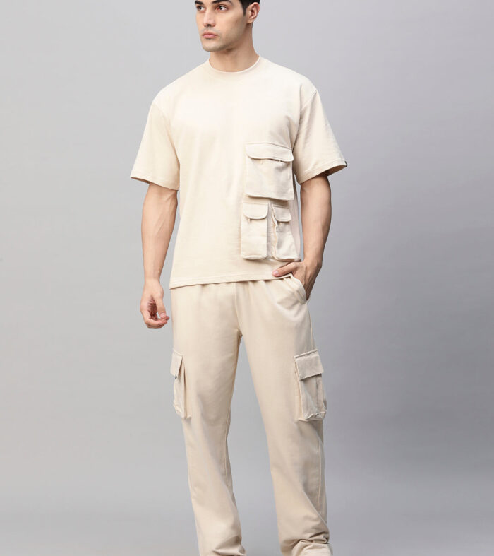 Streetwear Cargo Co-ord Set - Off white