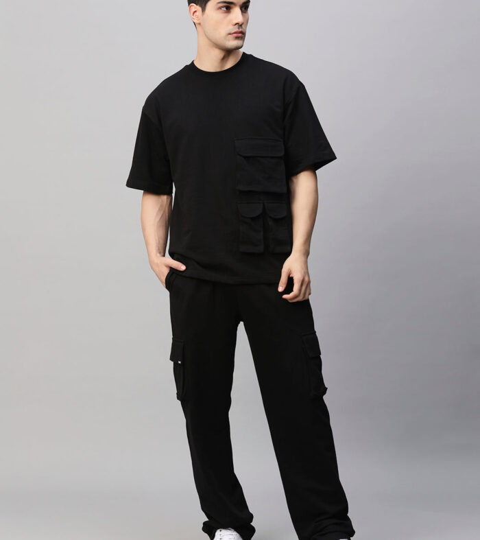 Streetwear Cargo Co-ord Set - Black