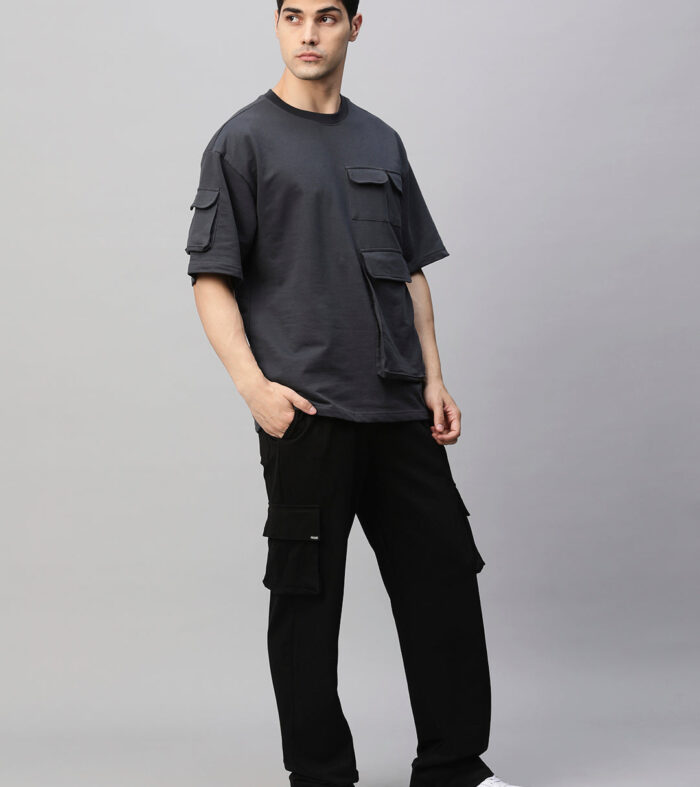 Streetwear Cargo Co Ord Set Dark Grey Black