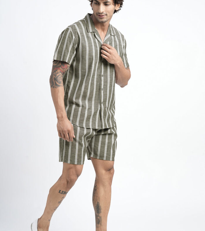 Men Premium Cotton Twill Co-ord Set - Steel Grey