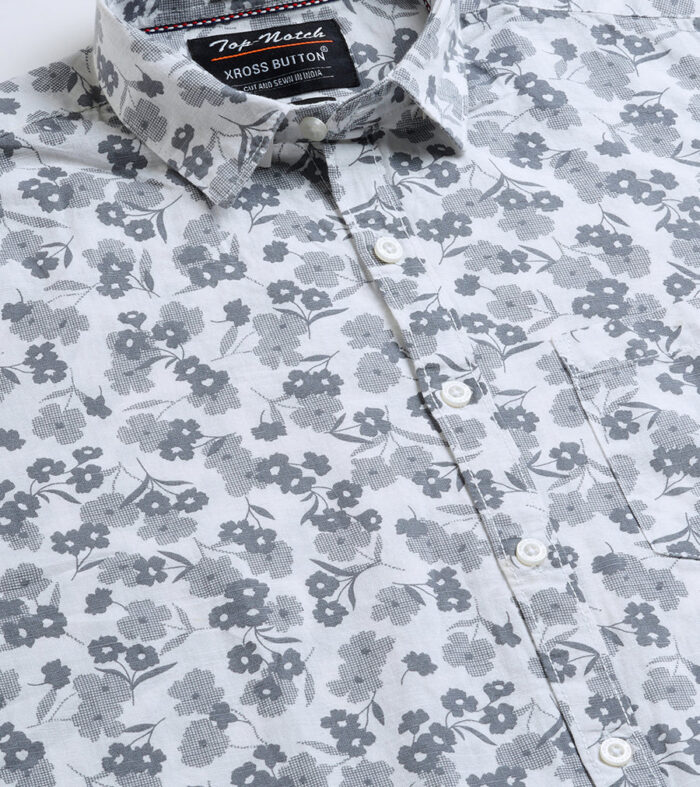 Floral White Mens Shirt