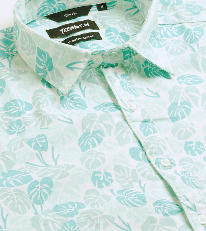 Leaf Printed Mens Half Sleeve Shirt