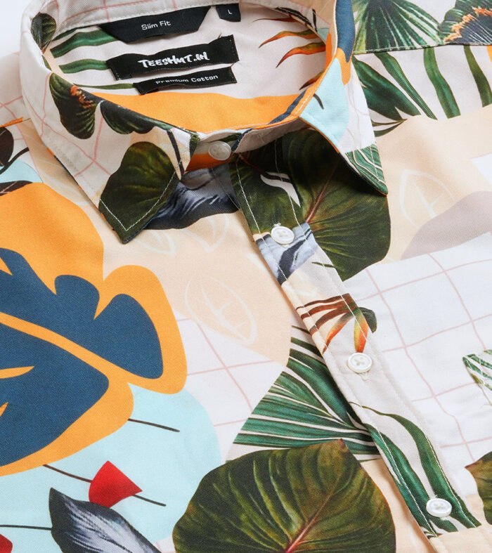 Tropical Print Mens Half Sleeve Shirt