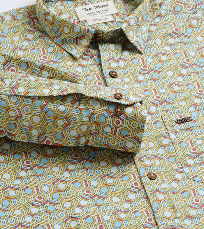 Honeycomb Yellow Mens Shirt