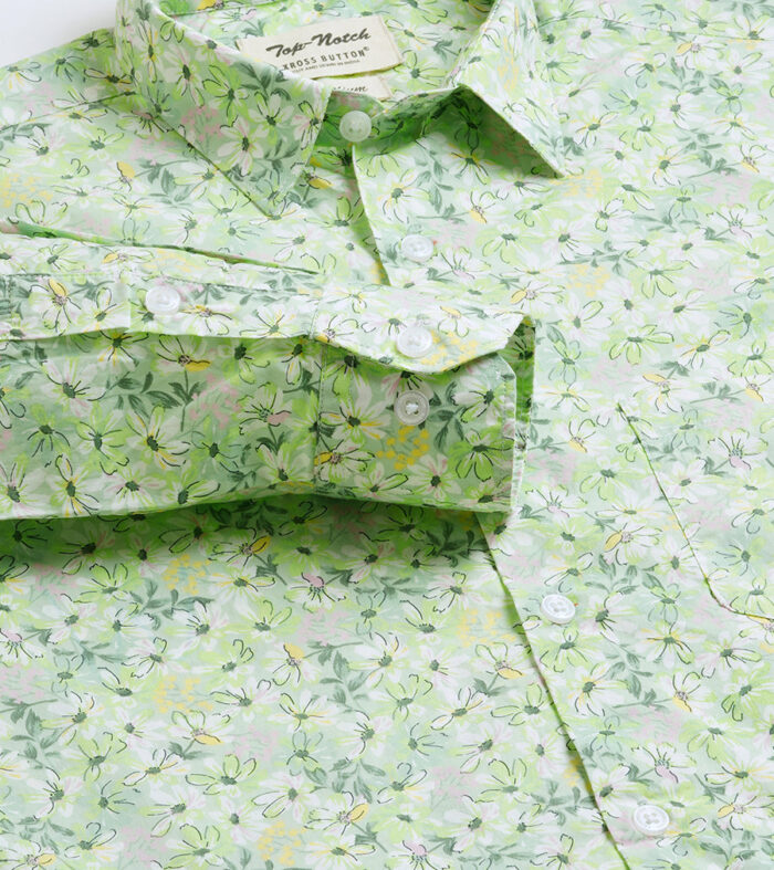 Green Flowers Mens Shirt