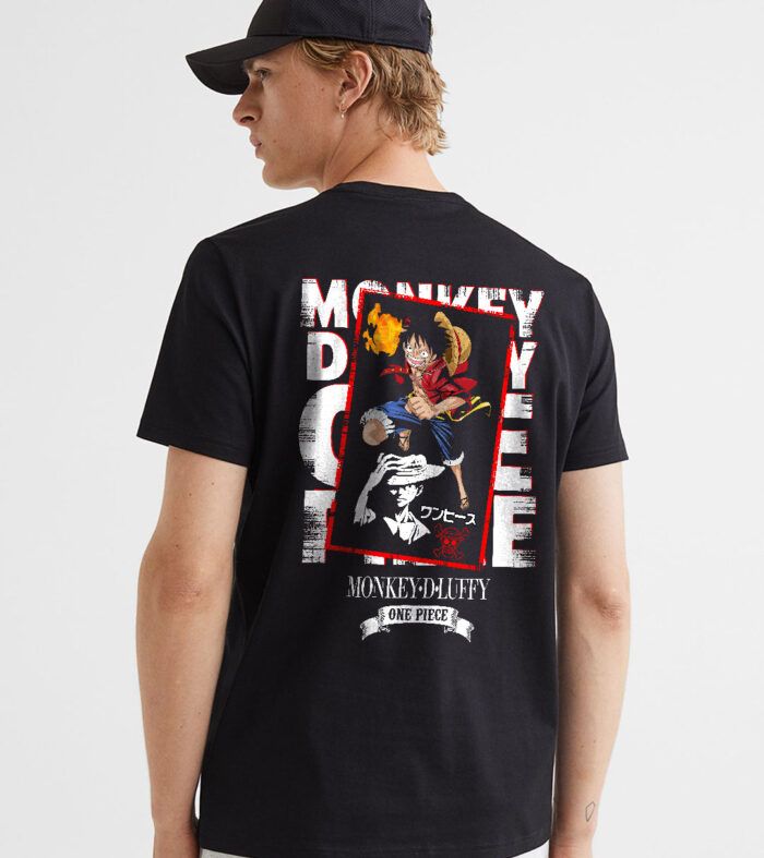 One Piece Men Regular Fit Black Half Sleeve T-Shirt