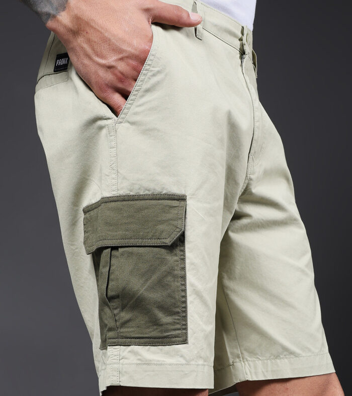 Men's Cotton Utility Cargo Shorts with Multi-Pockets – Olive Green
