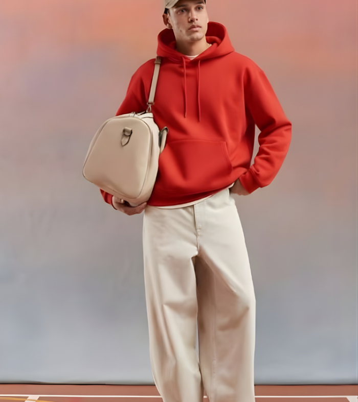 Solid Men Drop Shoulder Premium Terry Hoodie - Candy Red