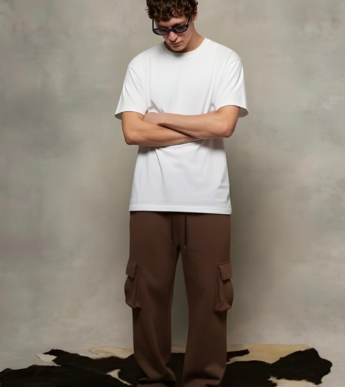 Men Premium Terry Cargo Pants - Cocoa