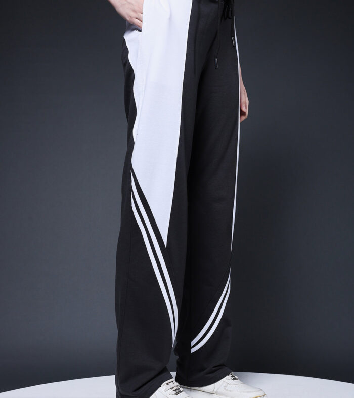 Women Colorblock Premium Terry Jogger with Side Stripes - Dark Grey