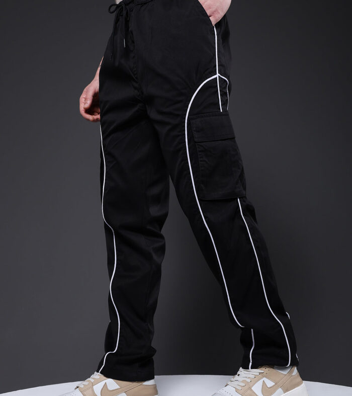 Men Utility Stripes Cargo - Black