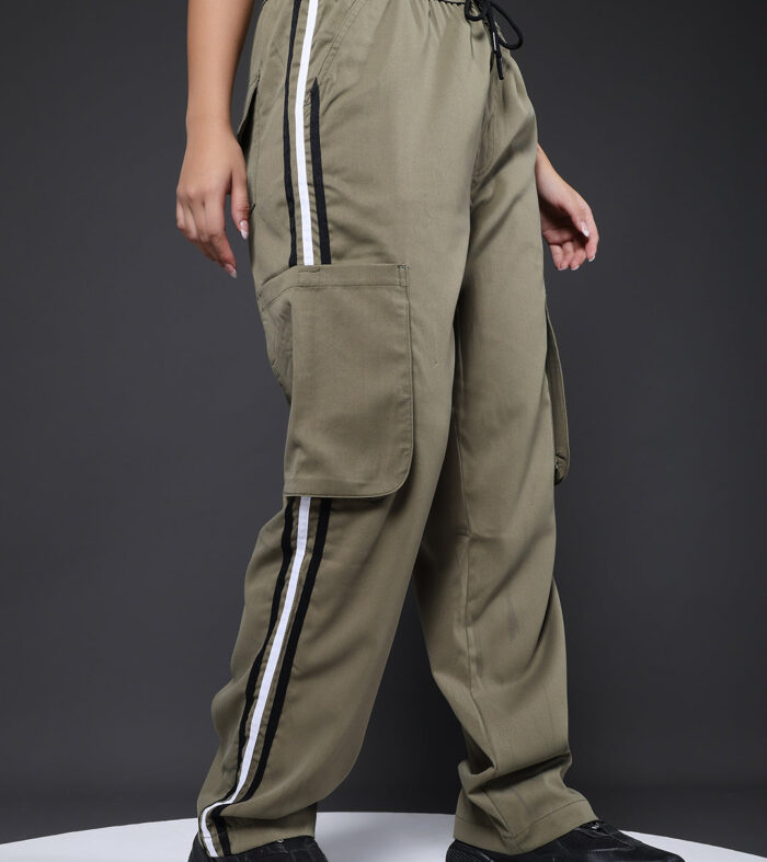 Women Utility Cargo - Olive Green Reflective Stripes