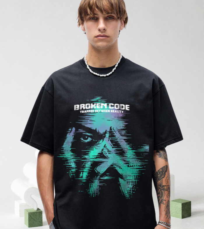 BROKEN CODE Men Printed Oversized T-Shirt
