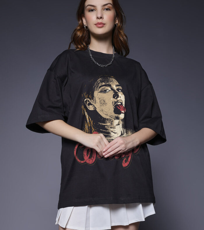 SAVAGE CLUB Women Printed Oversized T-Shirt