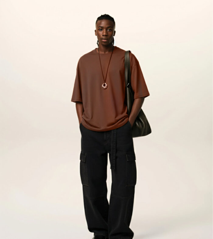 Solid Men Oversized T-Shirt - Cocoa