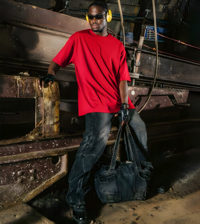 Solid Men Oversized T-Shirt - Candy Red