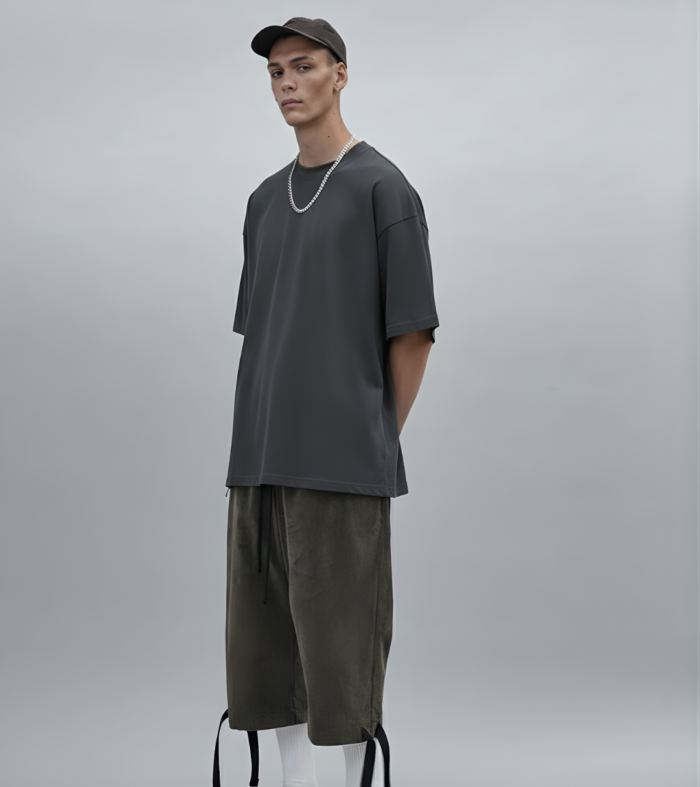 Solid Men Oversized T-Shirt - Dark Grey