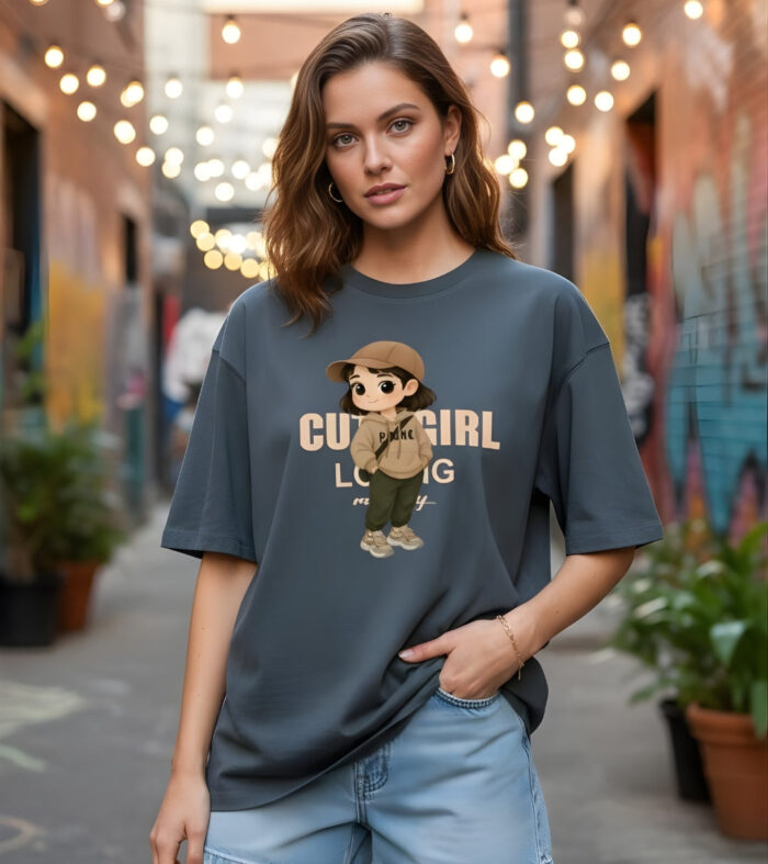 CUTE GIRL Women Graphic Oversized Printed T-Shirt