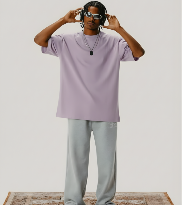 Solid Men Oversized T Shirt Lilac