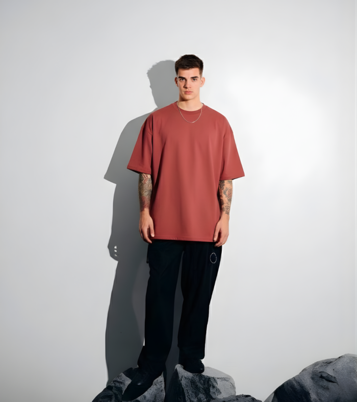 Solid Men Oversized T-Shirt - Mauve Taupe