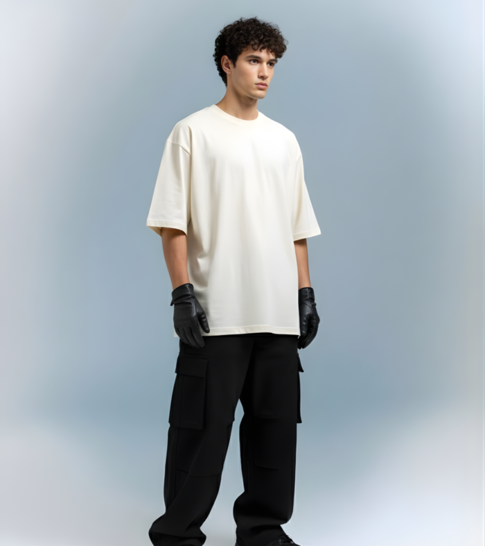 Solid Men Oversized T-Shirt - Off White