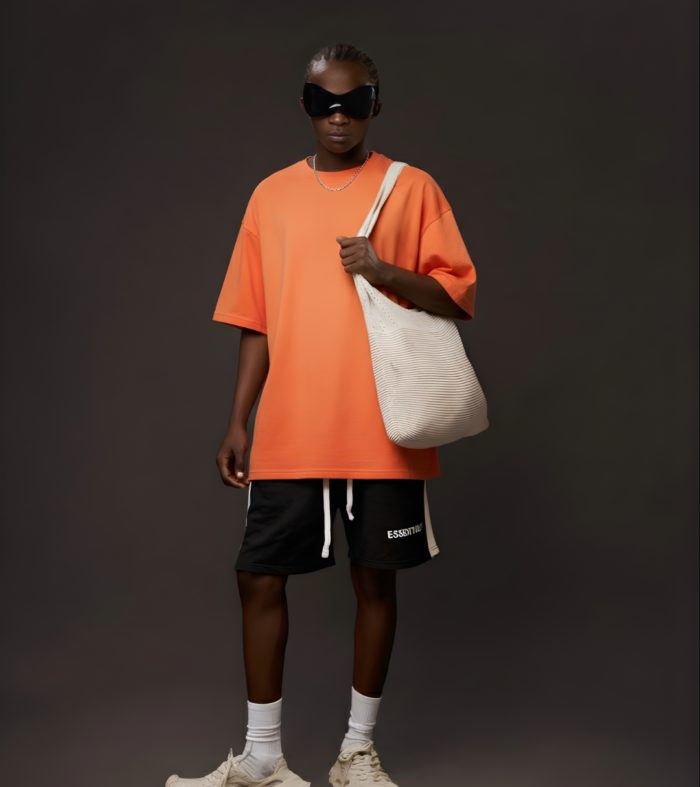 Solid Men Oversized T-Shirt - Orange