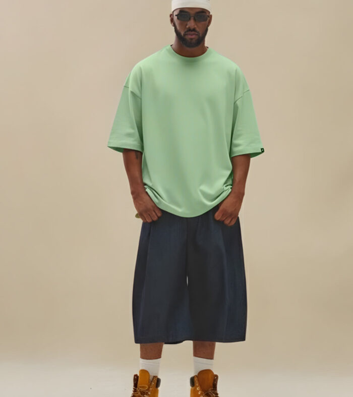 Solid Men Oversized T-Shirt - Pista Green