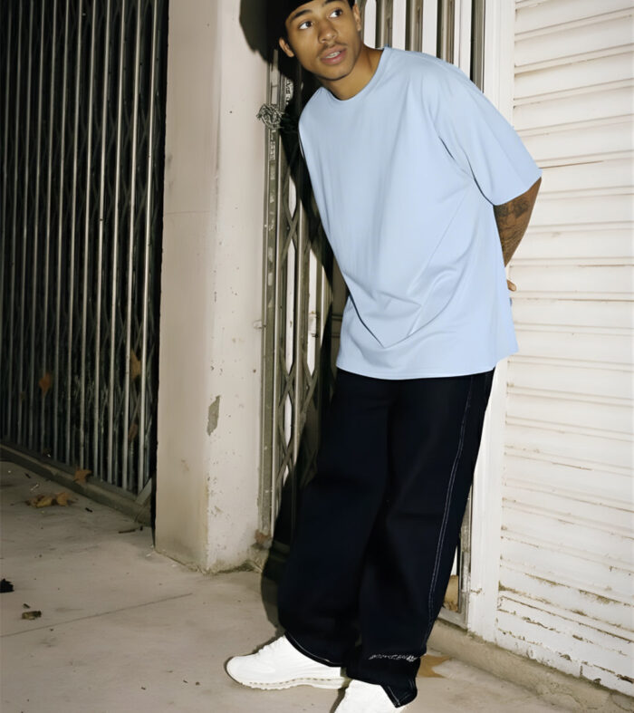 Solid Men Oversized T-Shirt - Sky