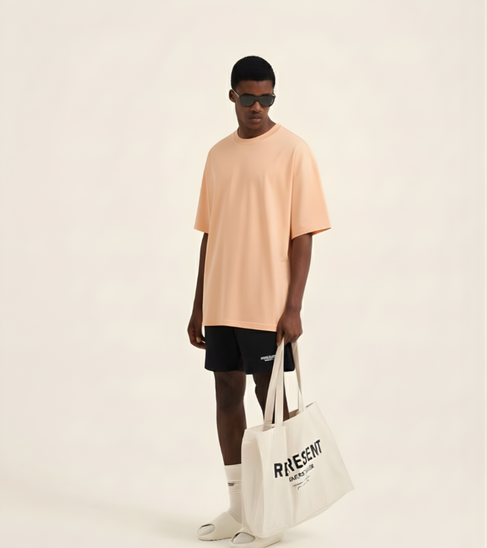 Solid Men Oversized T-Shirt - Peach