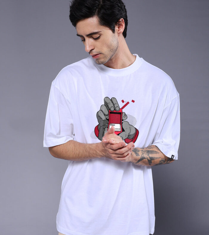 TAP TO EXIT YOU Men Printed Oversized T-Shirt
