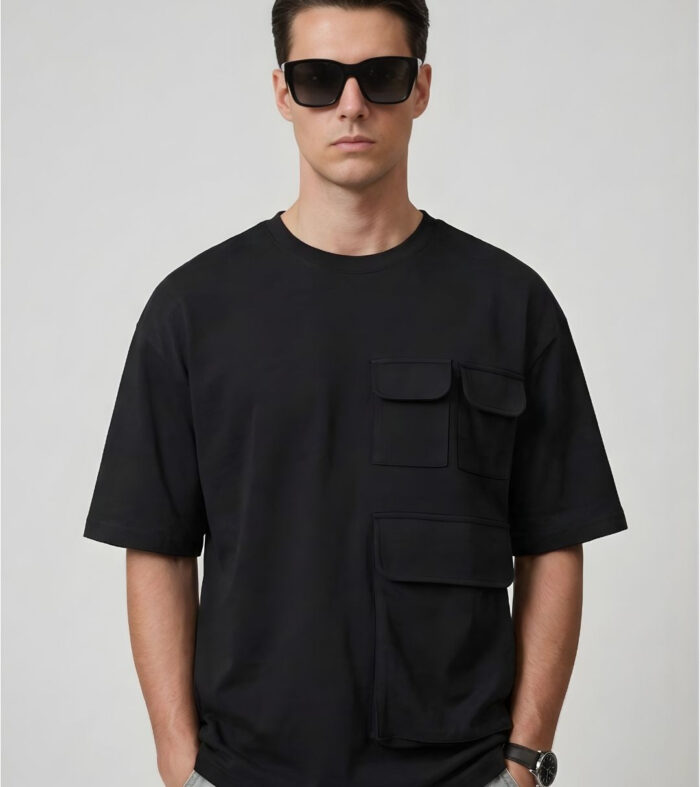 Cargo T-Shirt For Men - Black