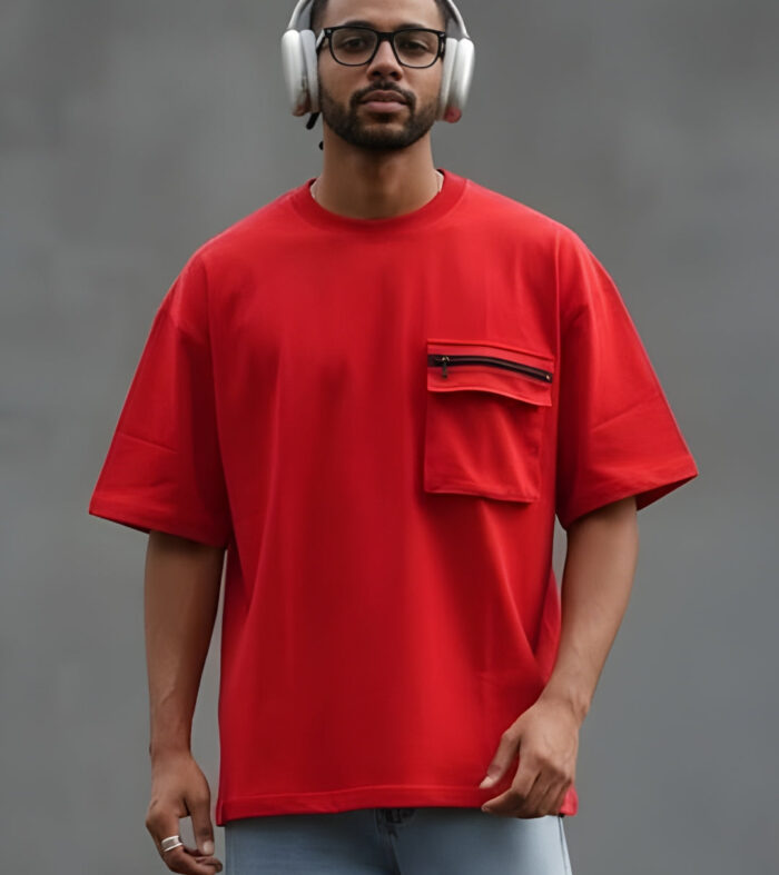 Cargo T-Shirt For Men - Candy Red