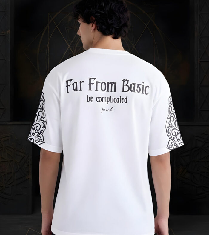 Far From Basic Puff Printed Men Premium Oversized T-Shirt