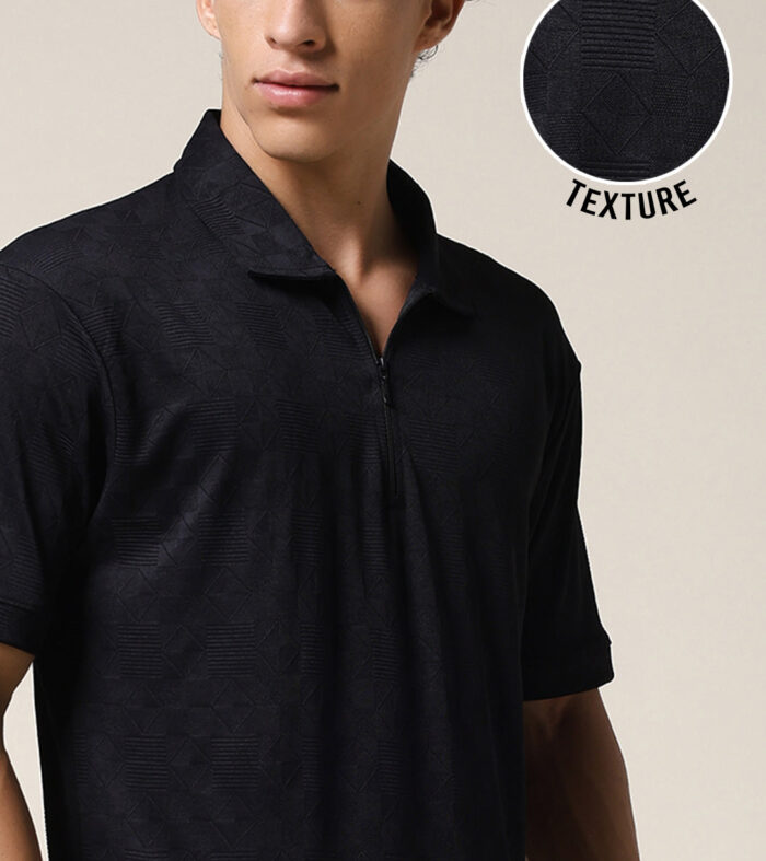 Men Relaxed Fit Korean Texture Polo T-Shirt