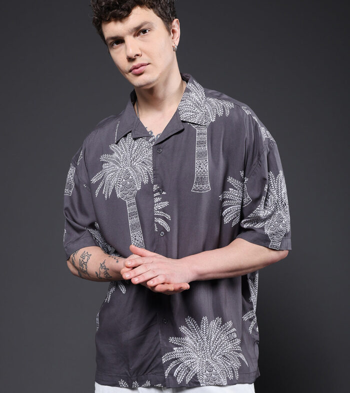 Mens Half Sleeve Casual Shirt  – Dark Grey