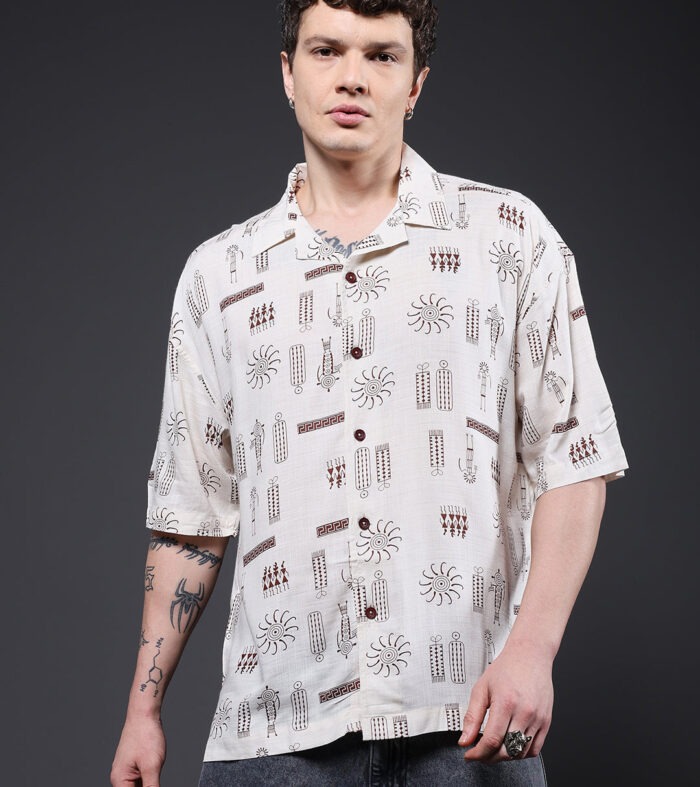 Mens Half Sleeve Casual Shirt  – Brown