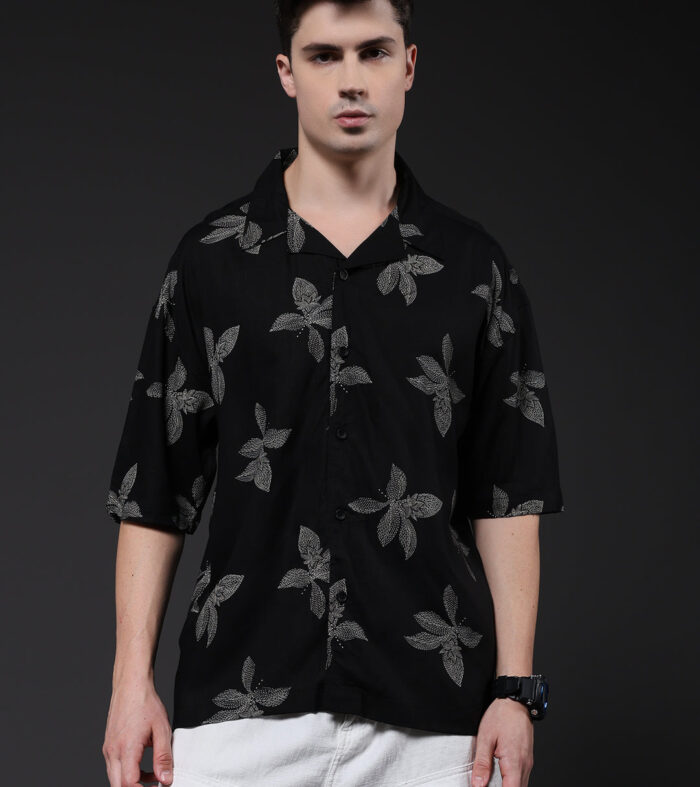 Mens Half Sleeve Casual Shirt  – Black