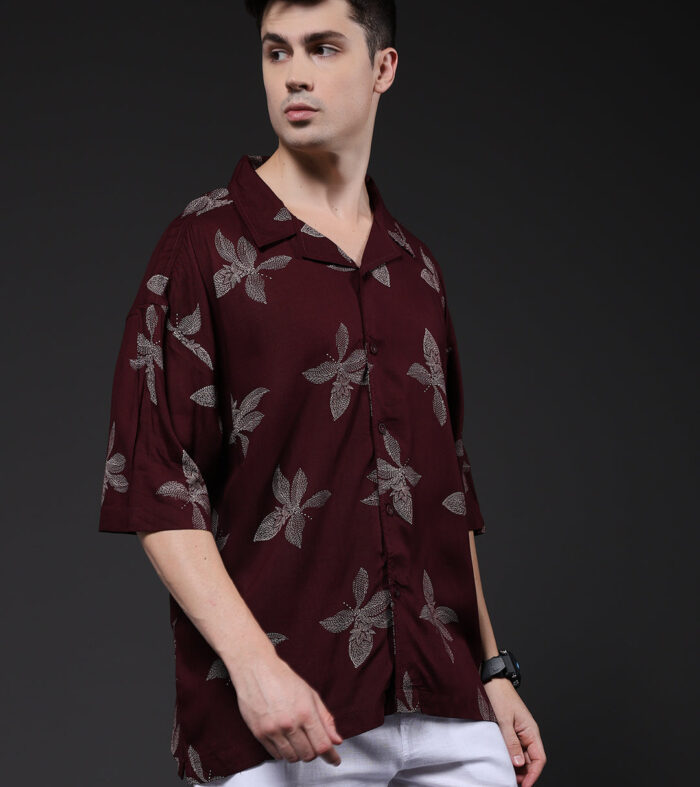 Mens Half Sleeve Casual Shirt  – Wine