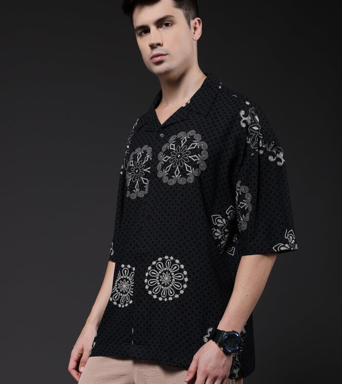 Mens Half Sleeve Casual Shirt  – Black