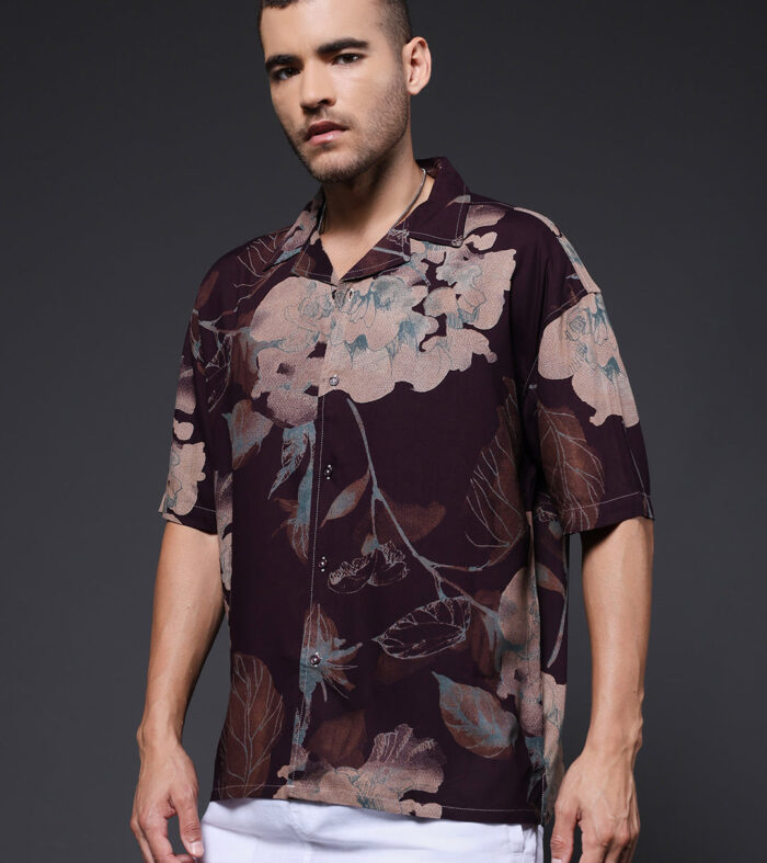 Mens Half Sleeve Casual Shirt  – Brown