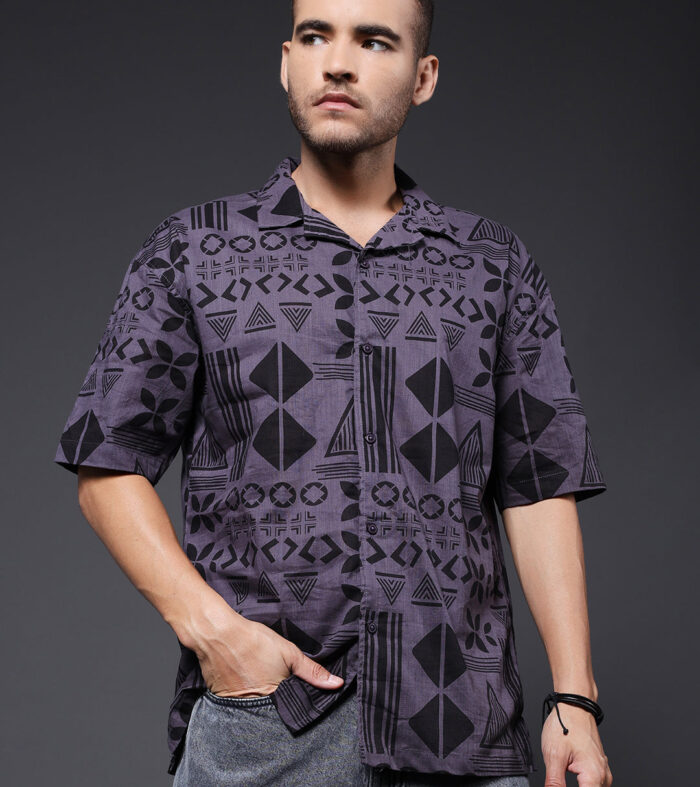 Mens Half Sleeve Casual Shirt  – Dark Grey