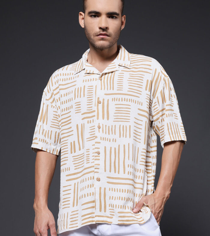 Mens Half Sleeve Casual Shirt Khaki