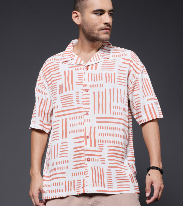 Mens Half Sleeve Casual Shirt  – Orange