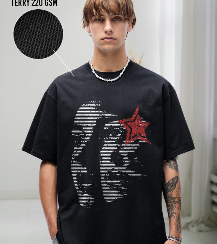 CRIMSON STATIC Men Terry Printed Oversized T-Shirt